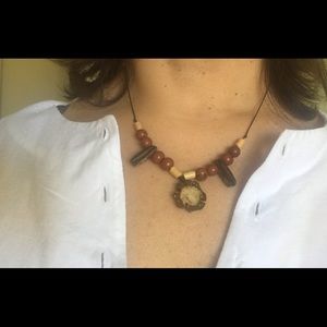 Rustic beaded necklace handmade NWOT